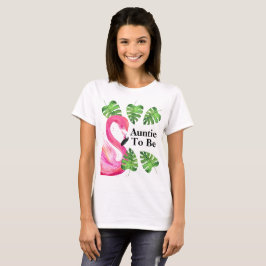 Camiseta Tia Para Ser Festa De Folhas Tropicais Flamingo