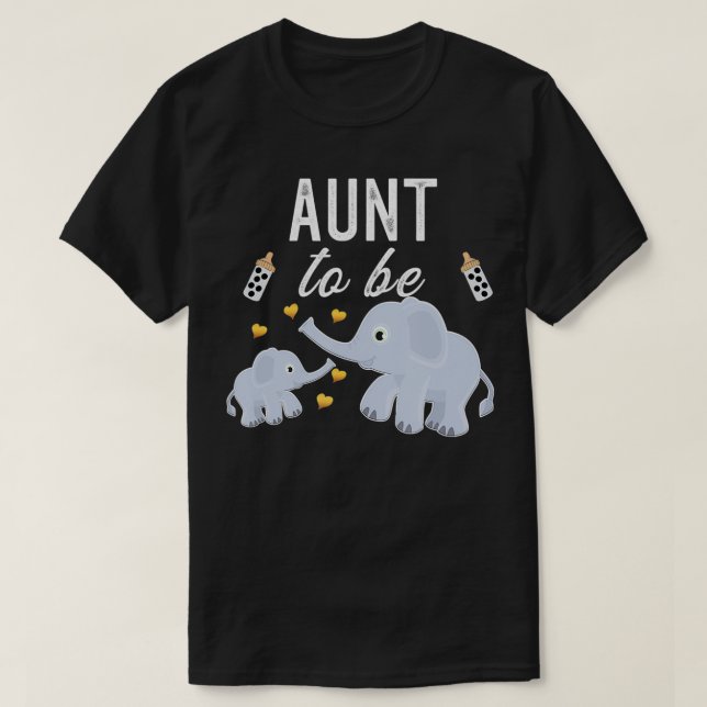 Camiseta Tia Para Ser Uma Tia De Chá de fraldas Elefante (Frente do Design)