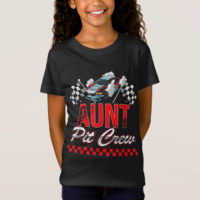 Camiseta Tia Pit Cre da Família Race Car Festa de aniversár (Frente)