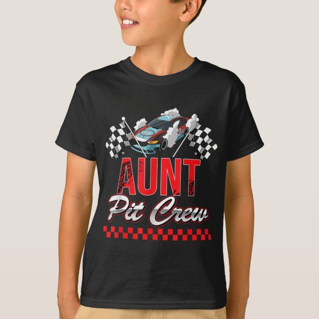 Camiseta Tia Pit Cre da Família Race Car Festa de aniversár (Frente)