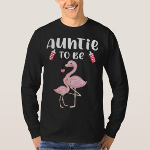 Camiseta Tia Prestes a Ser Chuveiro de Bebê Flamingo para M