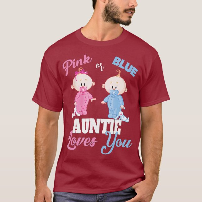Camiseta Tia Rosa ou Azul ama a Revelação de Você-Gênero (Frente)