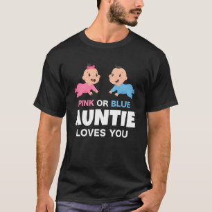 Camiseta Tia Rosa ou Azul ama você gênero Reveal Baby S