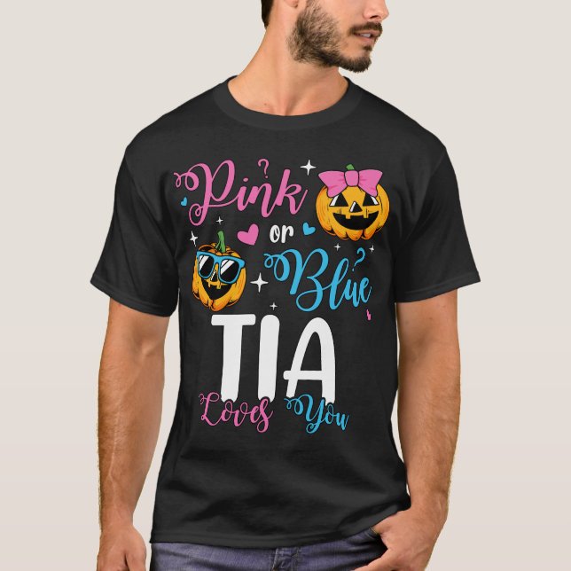 Camiseta Tia Rosa Ou Azul Te Ama Homens Bebês (Frente)