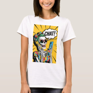 Camiseta Tia Skeleton Chat - Pop Art Clássica