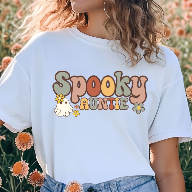 Camiseta Tia Spooky Retro Halloween Matching Family (Criador carregado)