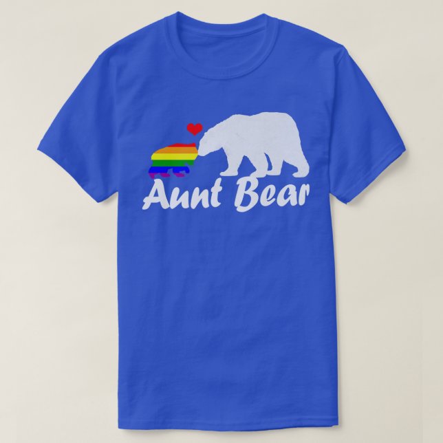 Camiseta Tia Tia Urso Orgulho gay Igual Direitos Rainbow357 (Frente do Design)