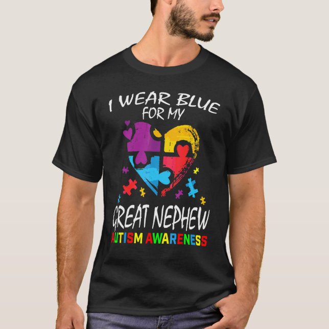Camiseta Tia Tio Eu Visto Azul Para O Meu Excelente Autismo (Frente)