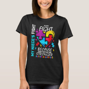 Camiseta Tia Tio Quebra-cabeça Heart Fighter Niece Autismo