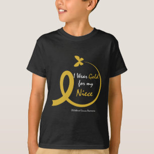 Camiseta Tia Tio Veste Dourada Para O Meu Cancer De Infânci