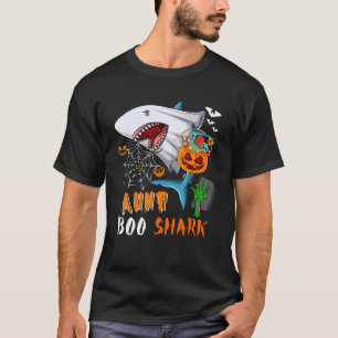 Camiseta Tia Tubarão Boo Dia das Bruxas Tubarão Boo Fantasm