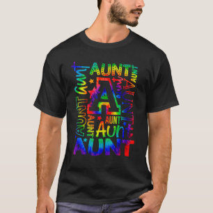 Camiseta Tia Typografia Tie Dye Auntie Cute Dia de as mães