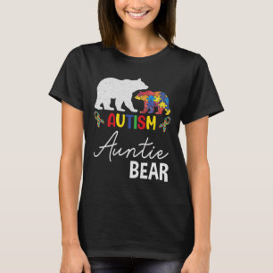 Camiseta Tia Urso Autismo Sensibilização Tia Mulheres Prese