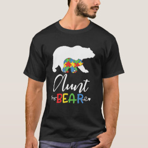 Camiseta Tia Urso Conscientização do Autismo Mulheres
