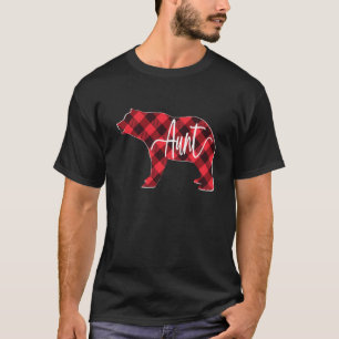 Camiseta Tia Urso Xadrez Búfalo Vermelho Correspondência Fa