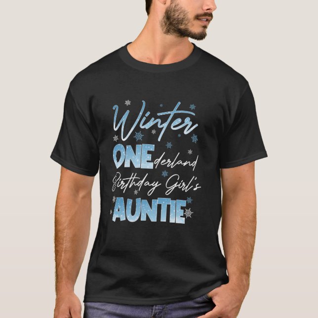 Camiseta Tia Winter Onederland primeiro aniversario Snowfla (Frente)