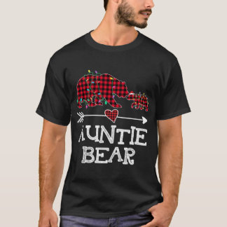 Camiseta Tia Xadrez Vermelha Urso Buffalo Família Mamãe Paj