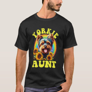 Camiseta Tia Yorkie Yorkshire Terrier Cachorro Girassol