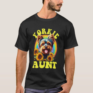 Camiseta Tia Yorkie Yorkshire Terrier Cachorro Girassol