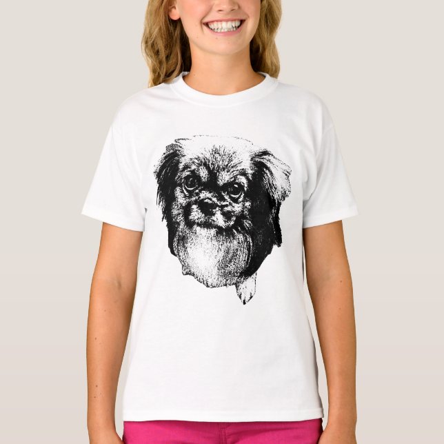 Camiseta Tibetan Spaniel Tee – Calm Ink Dog Face (Frente)