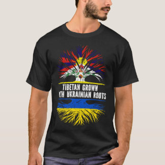Camiseta Tibetano crescido com bandeira ucraniana