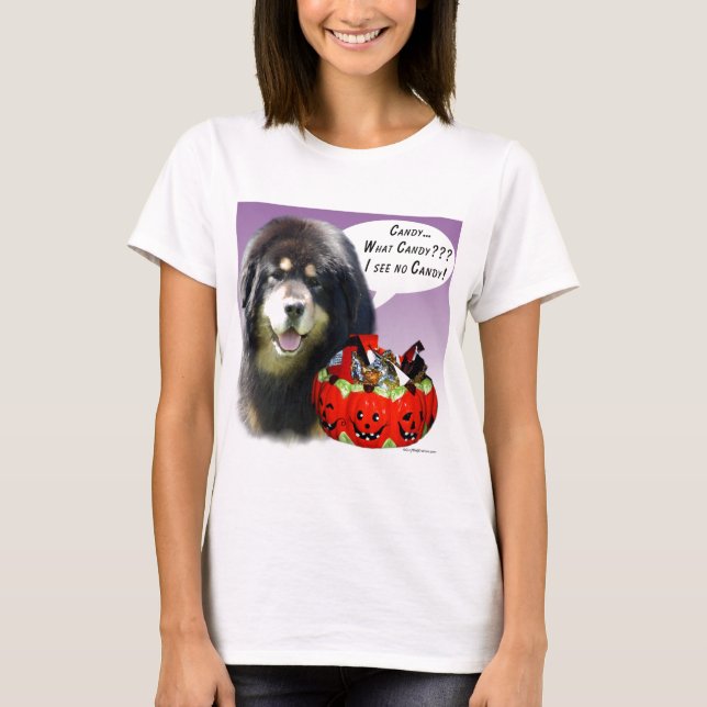 Camiseta Tibetano Mastiff Halloween Candy (Frente)