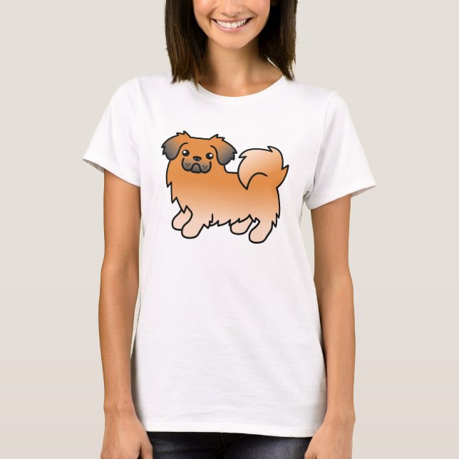 Camiseta Tibetano Spaniel Cartoon Cachorro Sable Vermelho (Frente)