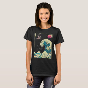 Camiseta Tibetano Terrier Dog surfando em uma onda Kanagawa