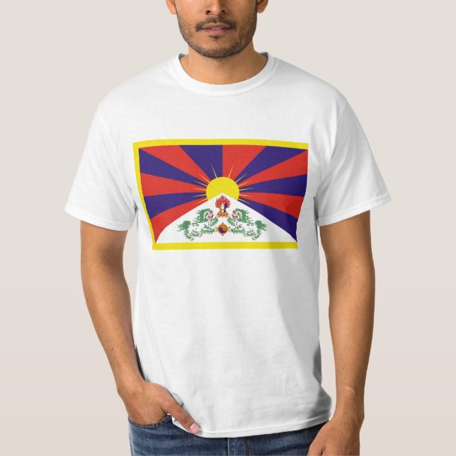 Camiseta Tibete livre - Bandeira tibetana (Frente)