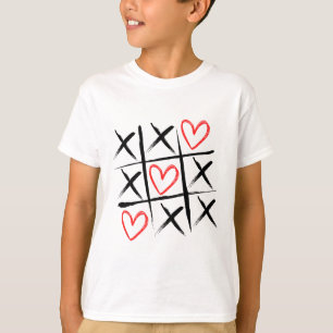 Camiseta Tic-tac-toe Hearts and Crosses Dia de os namorados