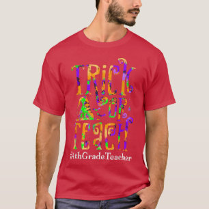 Camiseta Tick ou Teach 4.º Grau Professor Tie Dye Halloween