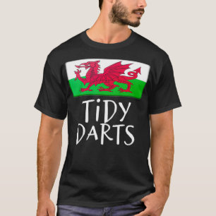 Camiseta Tidy Darts engraçado Welsh Wales Flag dizendo orgu