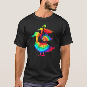 Camiseta Tie Die Ducks Rainbow Color Cute Hippie Duck