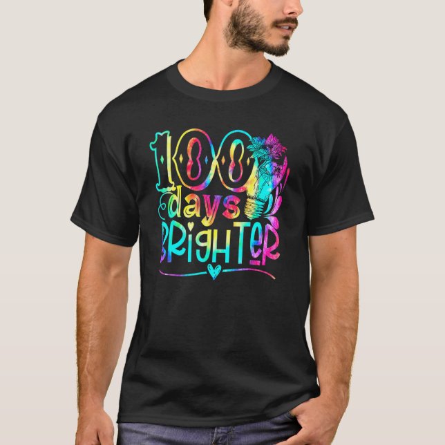 Camiseta Tie Dye 100 Days Brighter Student Happy 100th Day  (Frente)