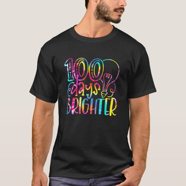 Camiseta Tie Dye 100 Days Brighter Student Happy 100th Day  (Frente)