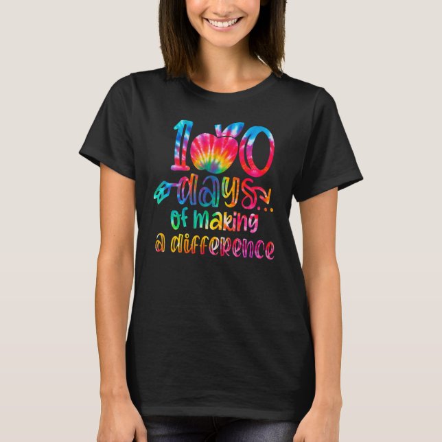 Camiseta Tie Dye 100 Days of Making a Difference 100th Day  (Frente)