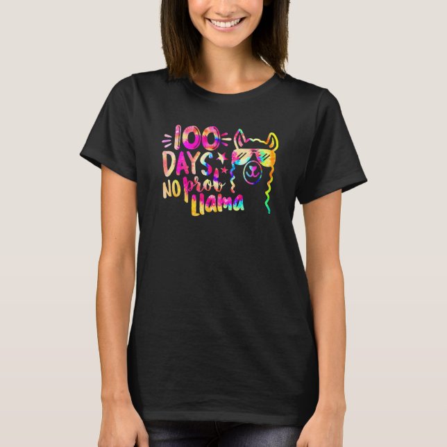 Camiseta Tie Dye 100 Days of School No Prob Llama Teacher 1 (Frente)