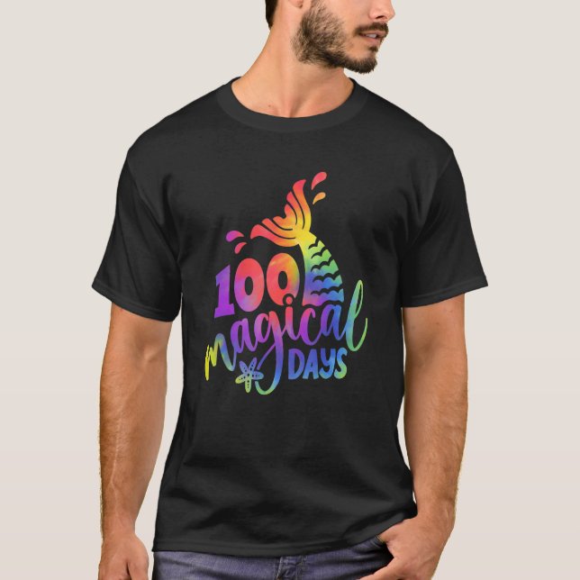 Camiseta Tie Dye 100 Mermazing Days Of School Mermaid Teach (Frente)