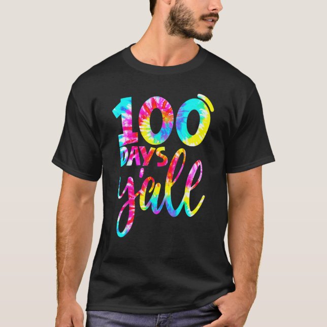 Camiseta Tie Dye 100th Day Of School Happy 100 Days Y'all B (Frente)