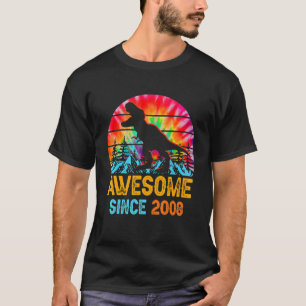 Camiseta Tie Dye 14 Birthday 2008 Dinossaur 14 Anos