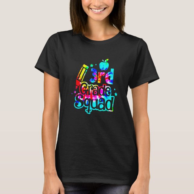 Camiseta Tie Dye 3rd Grade Squad De Volta Aos Professores K (Frente)