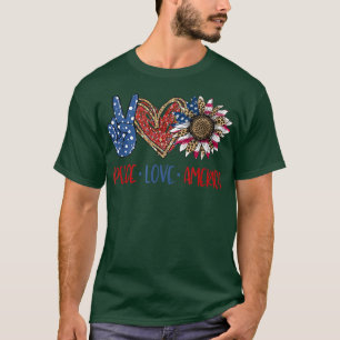 Camiseta Tie Dye 4 de julho Peace Love America Sunflower P