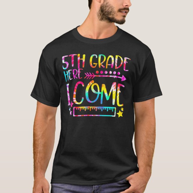 Camiseta Tie Dye 5th Grade Here I Come Boys Girls Kids Back (Frente)