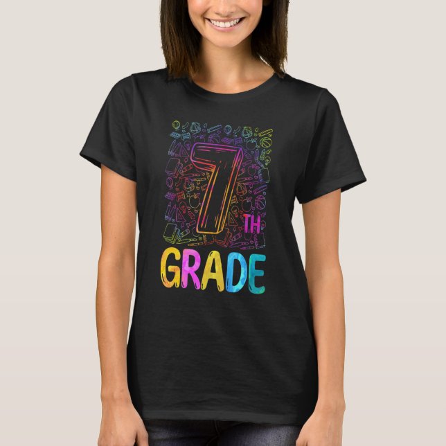 Camiseta Tie Dye 7th Grade Seventh Grade Teacher Back To Sc (Frente)