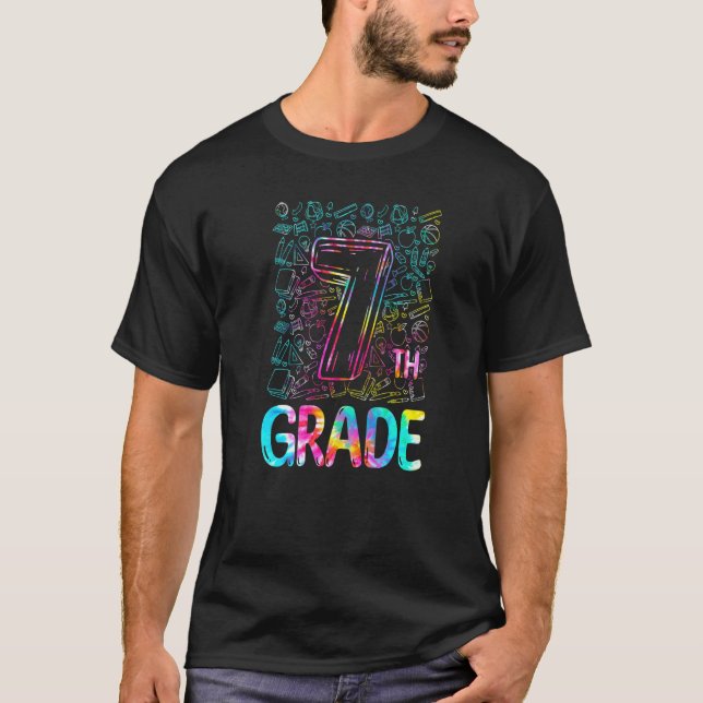 Camiseta Tie Dye 7th Grade Typography Seventh Grade Back To (Frente)