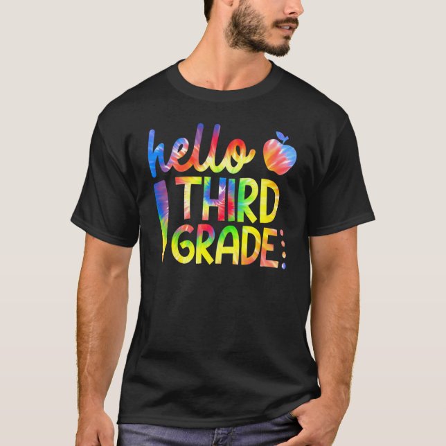Camiseta Tie Dye Alô Equipe de 3º grau Voltar para S (Frente)