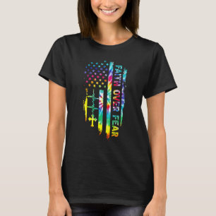 Camiseta Tie Dye American Flag Faith Sobre O Medo Da Fa Cri