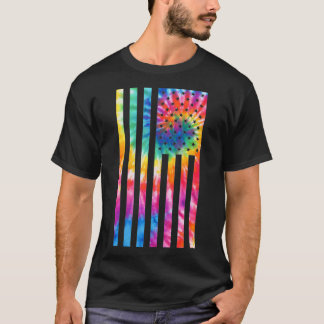 Camiseta Tie Dye American Flag USA Patriótico Rainbow