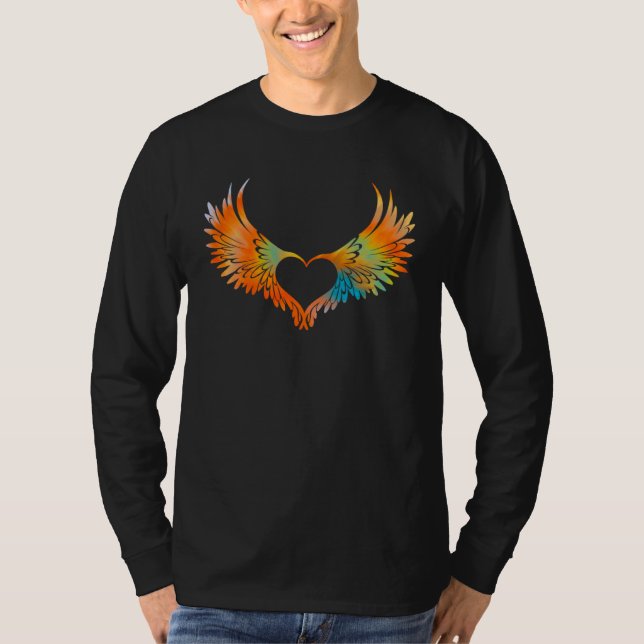 Camiseta Tie Dye Angel Wings Heart Freedom Retro 60s 70s Wo (Frente)