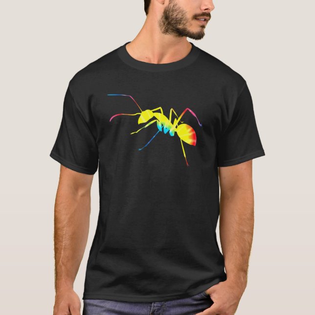 Camiseta Tie Dye Ant Rainbow Print Wasp Pest Insect Hippie  (Frente)